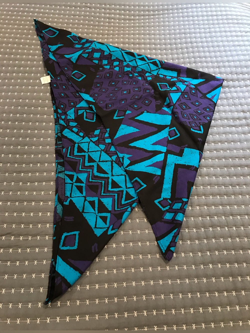Geometric Print Scarf in Teal & Purple